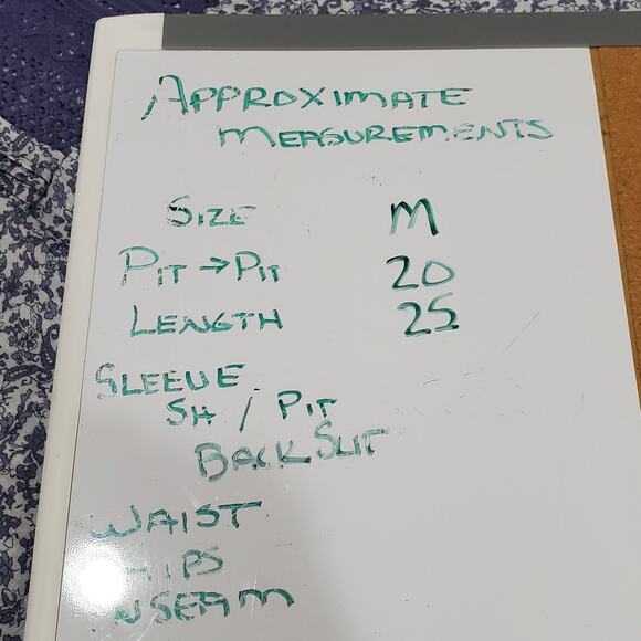 Como Vintage Blue V Neck Floral Flutter Sleeve Top Medium - Picture 9 of 9